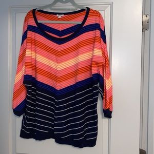 Talbots 3/4 Sleeve Dolman Striped Sweater Size 3x